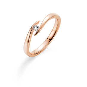 Engagement ring Twist in 14K rosé gold with diamond 0.07ct G/SI