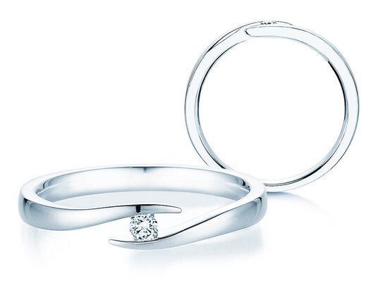 Engagement ring Twist in silver 925/- with diamond 0.05ct H/SI