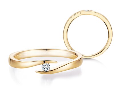 Engagement ring Twist in 14K yellow gold with diamond 0.05ct H/SI