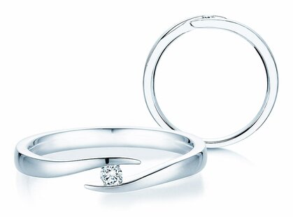 Engagement ring Twist in 18K white gold with diamond 0.05ct G/SI