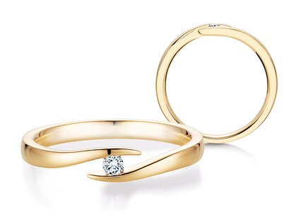 Engagement ring Twist in 14K yellow gold with diamond 0.07ct G/SI