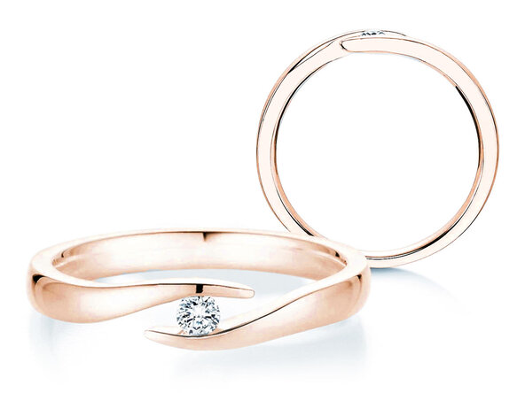 Engagement ring Twist in 14K rosé gold with diamond 0.07ct G/SI