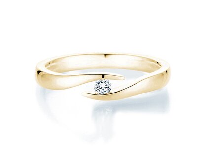 Engagement ring Twist in 14K yellow gold with diamond 0.07ct H/SI