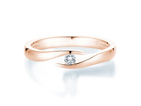 Engagement ring Twist in 14K rosé gold with diamond 0.07ct G/SI