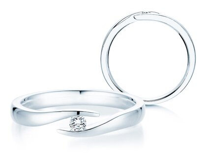 Engagement ring Twist in 14K white gold with diamond 0.07ct G/SI
