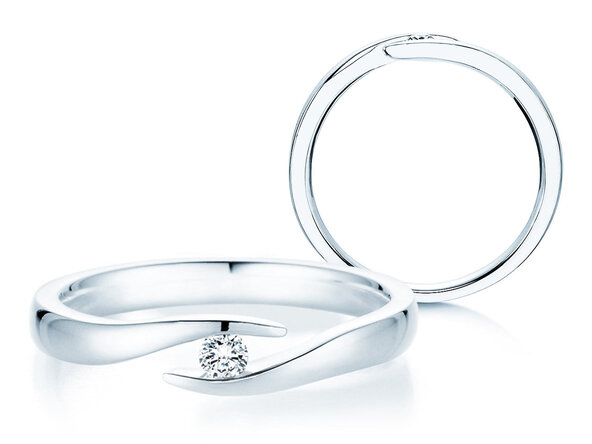 Engagement ring Twist in silver 925/- with diamond 0.07ct D/IF