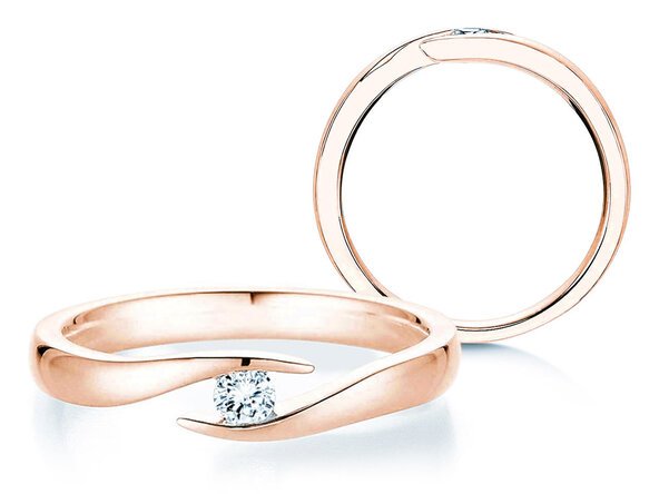 Engagement ring Twist in 18K rosé gold with diamond 0.15ct G/SI