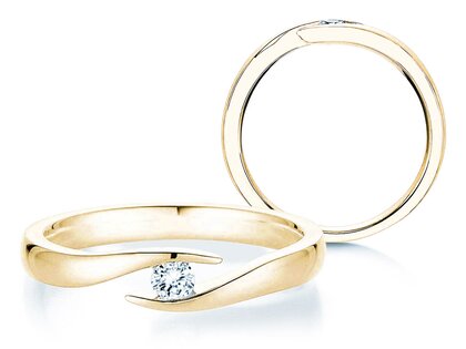 Engagement ring Twist in 14K yellow gold with diamond 0.15ct G/SI