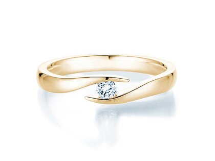 Engagement ring Twist in 14K yellow gold with diamond 0.15ct G/SI