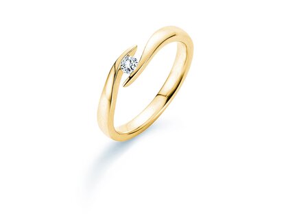 Engagement ring Twist in 18K yellow gold with diamond 0.10ct H/SI
