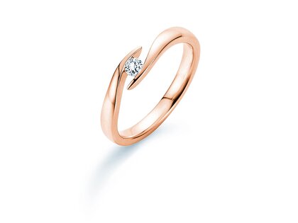 Engagement ring Twist in 14K rosé gold with diamond 0.10ct G/SI