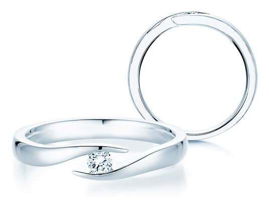 Engagement ring Twist in silver 925/- with diamond 0.15ct G/SI