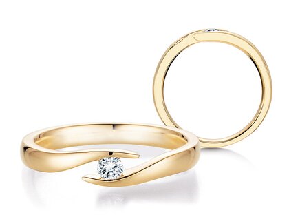 Engagement ring Twist in 14K yellow gold with diamond 0.10ct H/SI