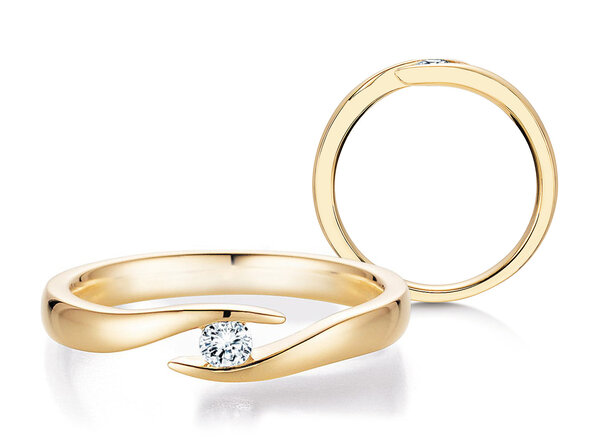 Engagement ring Twist in 14K yellow gold with diamond 0.10ct H/SI