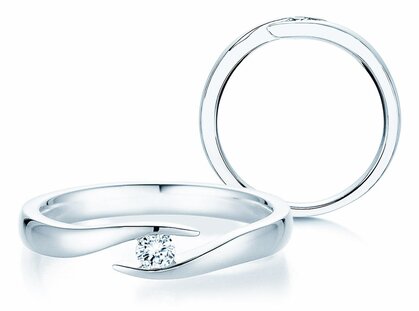 Engagement ring Twist in 18K white gold with diamond 0.10ct G/SI