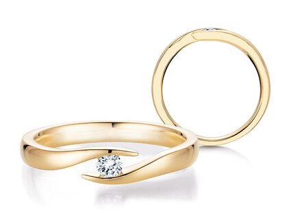 Engagement ring Twist in 18K yellow gold with diamond 0.10ct G/SI