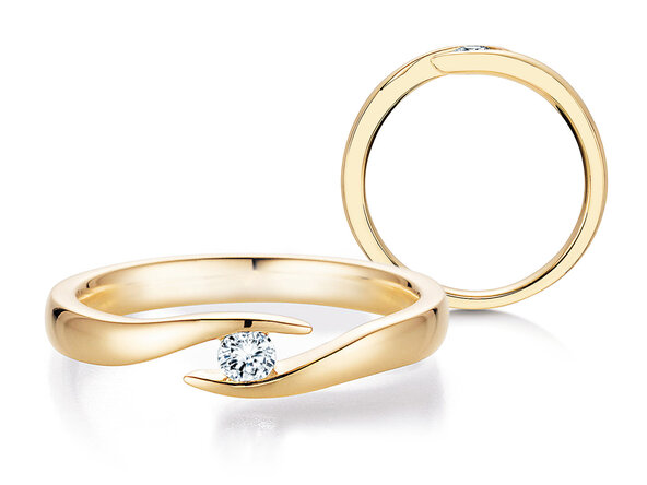 Engagement ring Twist in 9K yellow gold with lab-grown diamond 0.15ct E/VS