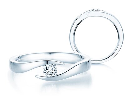 Engagement ring Twist in 14K white gold with diamond 0.20ct H/SI