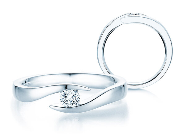 Engagement ring Twist in 14K white gold with diamond 0.20ct H/SI