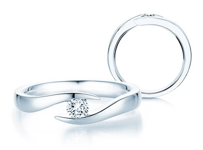 Engagement ring Twist in 18K white gold with diamond 0.20ct G/SI