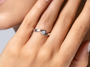 Engagement ring Twist in 14K yellow gold with diamond 0.25ct G/SI