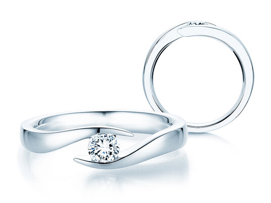 Engagement ring Twist in 14K white gold with lab-grown diamond 0.25ct E/VS