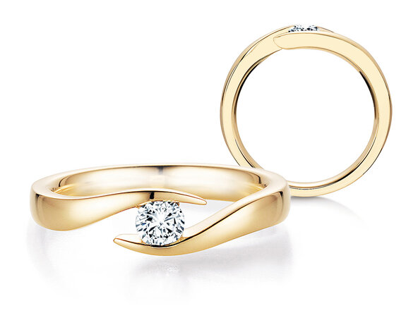 Engagement ring Twist in 14K yellow gold with lab-grown diamond 0.25ct E/VS