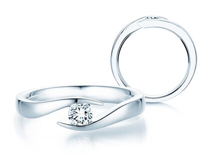 Engagement ring Twist in platinum 950/- with diamond 0.25ct G/SI