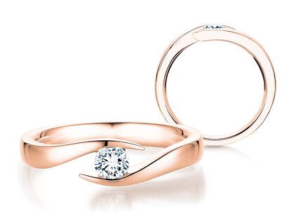Engagement ring Twist in 14K rosé gold with diamond 0.10ct G/SI