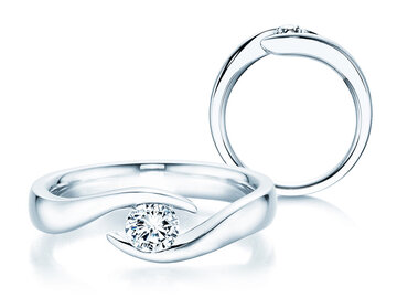 Engagement ring Twist in 9K white gold with diamond 0.25ct H/SI