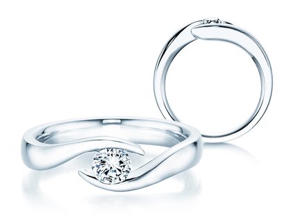 Engagement ring Twist in platinum 950/- with diamond 0.30ct H/SI