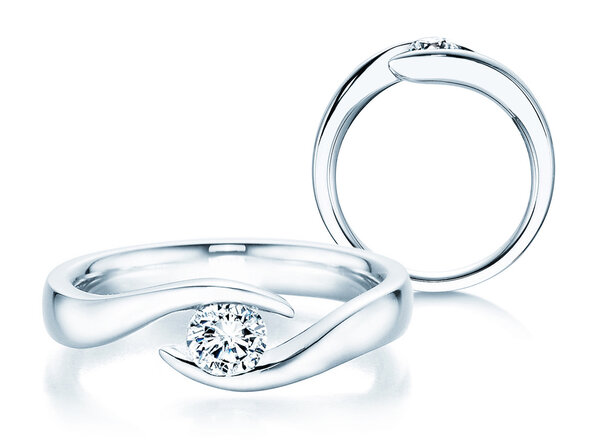 Engagement ring Twist in 9K white gold with diamond 0.30ct H/SI