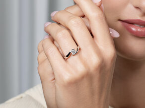 Engagement ring Twist in 18K rosé gold with diamond 0.40ct G/SI