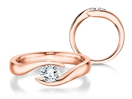 Engagement ring Twist in 18K rosé gold with diamond 0.40ct G/SI