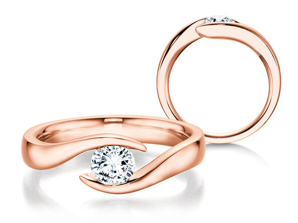 Engagement ring Twist in 18K rosé gold with diamond 0.40ct G/SI