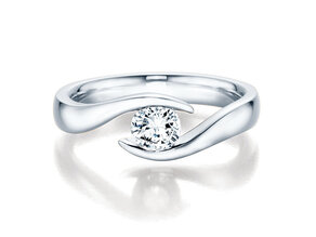 Engagement ring Twist in 18K white gold with diamond 0.40ct H/SI