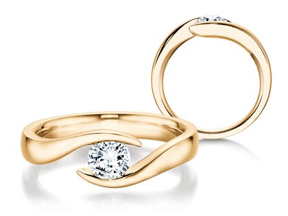 Engagement ring Twist in 18K yellow gold with diamond 0.40ct H/SI