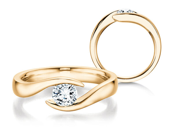 Engagement ring Twist in 18K yellow gold with diamond 0.40ct H/SI