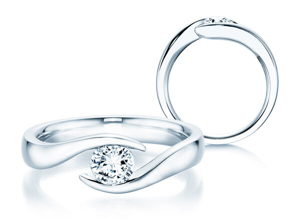 Engagement ring Twist in 18K white gold with diamond 0.40ct H/SI