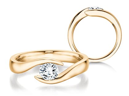 Engagement ring Twist in 14K yellow gold with diamond 0.40ct G/SI