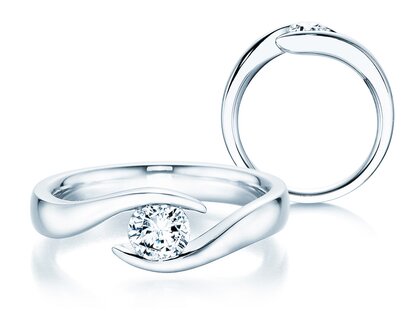 Engagement ring Twist in platinum 950/- with diamond 0.40ct G/SI