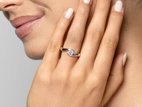 Engagement ring Twist in platinum 950/- with diamond 0.50ct G/SI