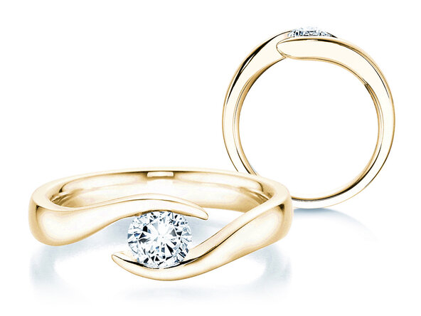 Engagement ring Twist in 18K yellow gold with diamond 0.50ct H/SI