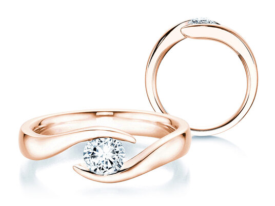 Engagement ring Twist in 9K rosé gold with diamond 0.50ct