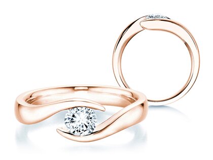 Engagement ring Twist in 18K rosé gold with diamond 0.50ct G/SI