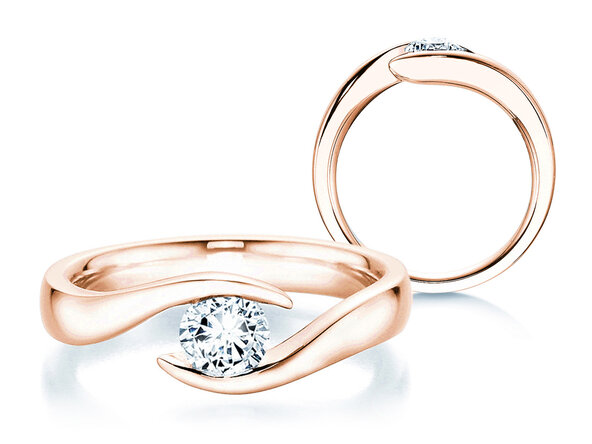 Engagement ring Twist in 18K rosé gold with diamond 0.50ct G/SI