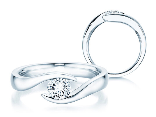 Engagement ring Twist in 9K white gold with diamond 0.50ct H/SI