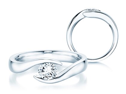 Engagement ring Twist in platinum 950/- with lab-grown diamond 0.50ct E/VS