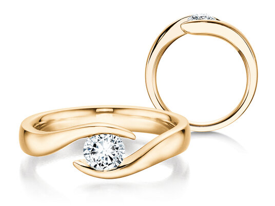 Engagement ring Twist in 9K white gold with diamond 0.50ct H/SI
