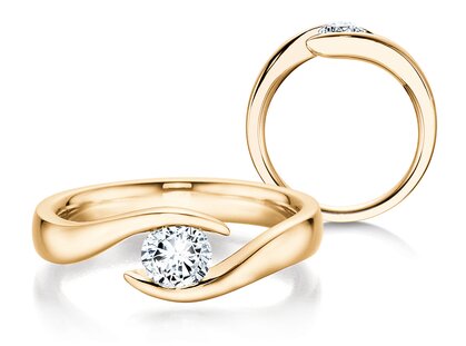 Engagement ring Twist in 14K yellow gold with diamond 0.50ct H/SI